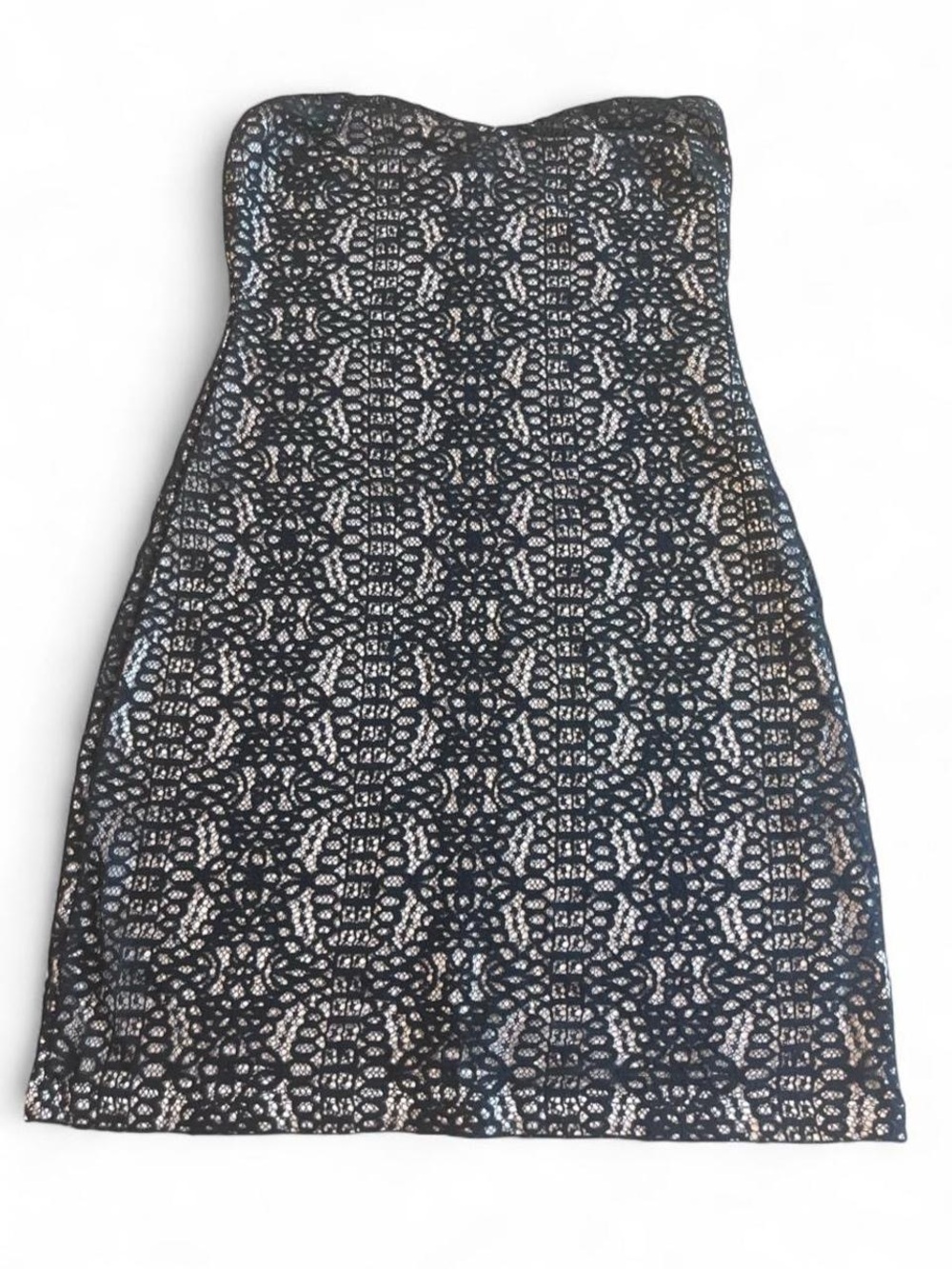 Sparkle & Fade Strapless Black Lace Sheath Dress Size Small